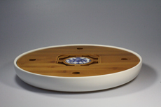 Produktbild zu: Teeboot Porzellan mit Bambus rund