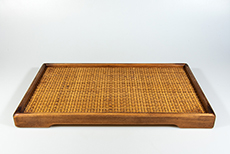 Product image for:Tablett Akazie mit Bambusgeflecht