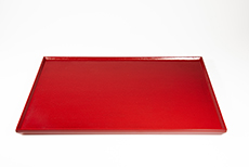 Produktbild zu: Tablett handgearbeitet lackiert (Urushi) rau rot